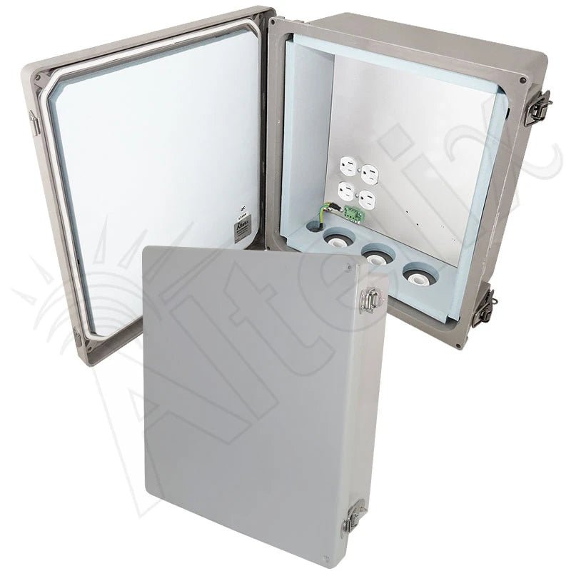 Altelix 14x12x6 Insulated NEMA 4X Fiberglass Weatherproof Heated Enclosure with 200W Heater & 120 VAC Outlets - Nema Supply
