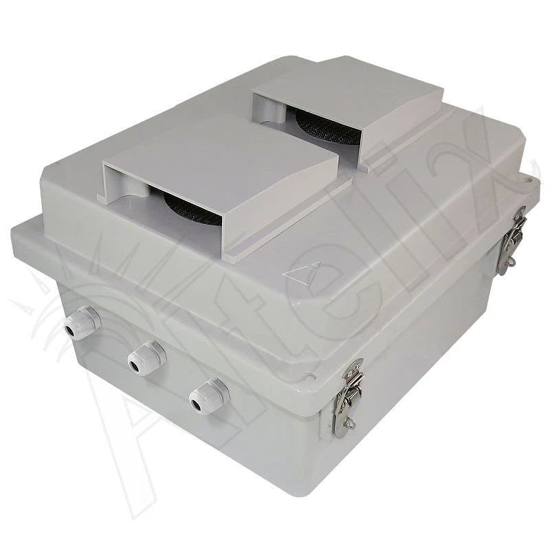 Altelix 14x12x8 Fiberglass Vented Weatherproof NEMA Enclosure with Blank Galvanized Steel Mounting Plate - Nema Supply