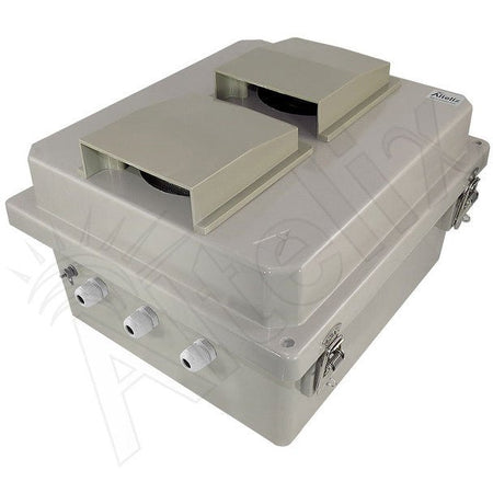 Altelix 14x12x8 Fiberglass Weatherproof Vented NEMA Enclosure with 12 VDC Cooling Fan - Nema Supply