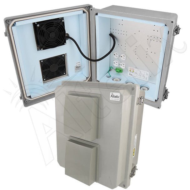 Altelix 14x12x8 Insulated Fiberglass Vented Weatherproof NEMA Enclosure with Cooling Fan & 120 VAC Outlets - Nema Supply