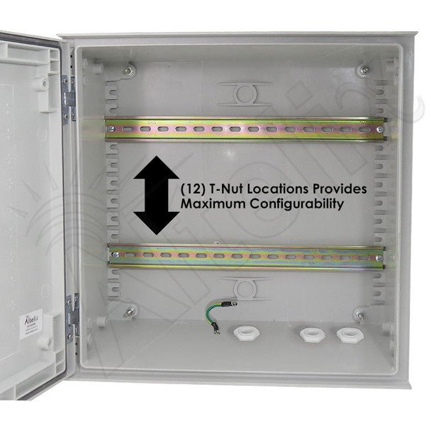 Altelix 16x16x8 Industrial DIN Rail Enclosure Fiberglass NEMA 3X IP65 - Nema Supply
