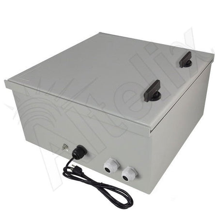 Altelix 16x16x8 NEMA 3X Fiberglass Weatherproof Enclosure with Equipment Mounting Plate & 120 VAC Outlets & Power Cord - Nema Supply