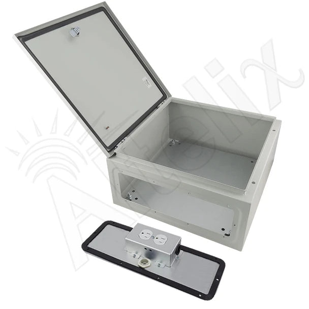 Altelix 16x16x8 NEMA 4X Steel Weatherproof Enclosure with 120 VAC Outlets and Power Cord - Nema Supply