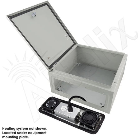 Altelix 16x16x8 Steel Heated Weatherproof NEMA Enclosure with Dual Cooling Fans, 200W Heater, 120 VAC Outlets and Power Cord - Nema Supply