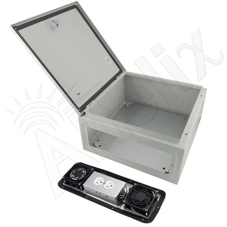 Altelix 16x16x8 Steel Weatherproof NEMA Enclosure with Dual Cooling Fans, 120 VAC Outlets and Power Cord - Nema Supply