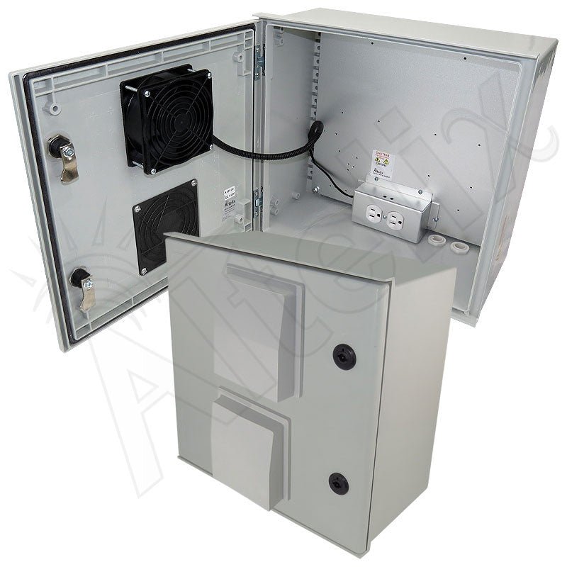 Altelix 16x16x8 Vented Fiberglass Weatherproof NEMA Enclosure with Cooling Fan, 200W Heater and 120 VAC Outlets - Nema Supply