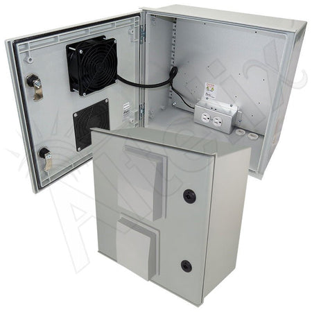 Altelix 16x16x8 Vented Fiberglass Weatherproof NEMA Enclosure with Cooling Fan, 200W Heater and 120 VAC Outlets - Nema Supply