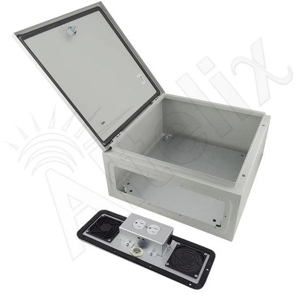Altelix 16x16x8 Vented Steel Weatherproof NEMA Enclosure with 120 VAC Outlets and Power Cord - Nema Supply