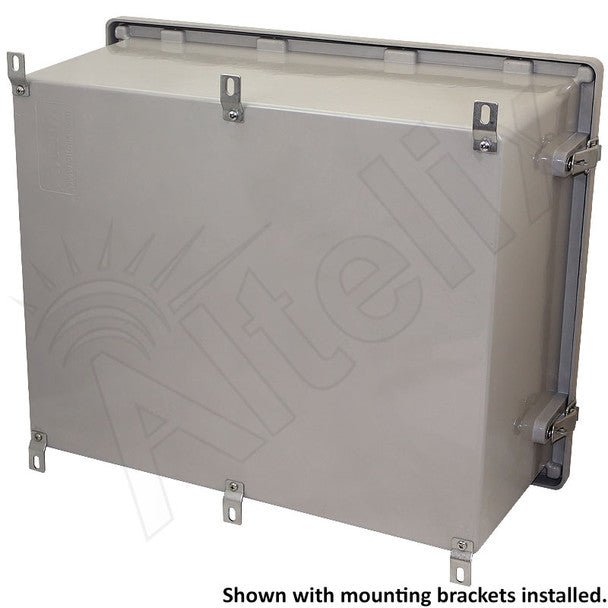 Altelix 16x20x12 Fiberglass Vented & Heated Weatherproof NEMA Enclosure with Dual Cooling Fans, 200W Heater, 120 VAC Outlets and Power Cord (Cooling Fan Thermostat - 85°F Turn - On) - Nema Supply