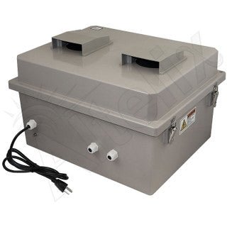 Altelix 16x20x12 Fiberglass Vented & Heated Weatherproof NEMA Enclosure with Dual Cooling Fans, 200W Heater, 120 VAC Outlets and Power Cord (Cooling Fan Thermostat - 85°F Turn - On) - Nema Supply
