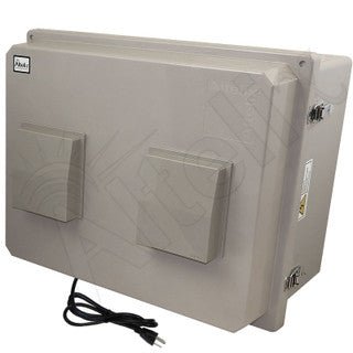 Altelix 16x20x12 Fiberglass Vented & Heated Weatherproof NEMA Enclosure with Dual Cooling Fans, 200W Heater, 120 VAC Outlets and Power Cord (Cooling Fan Thermostat - 85°F Turn - On) - Nema Supply