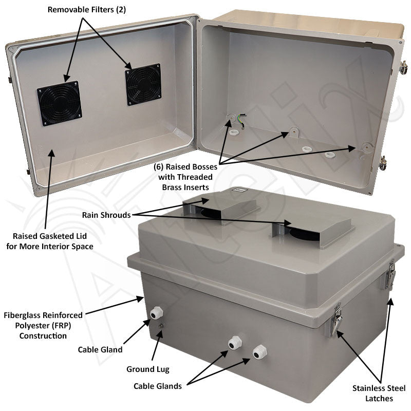 Altelix 16x20x12 Fiberglass Weatherproof Vented NEMA Enclosure - Nema Supply