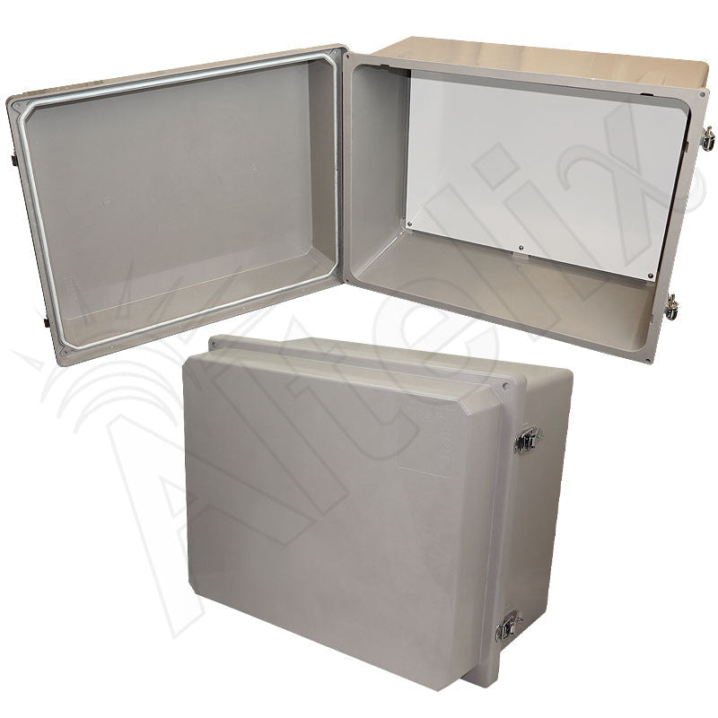 Altelix 16x20x12 NEMA 4X Fiberglass Weatherproof RF Transparent Wireless Enclosure with No - Drill PVC Equipment Mounting Plate - Nema Supply