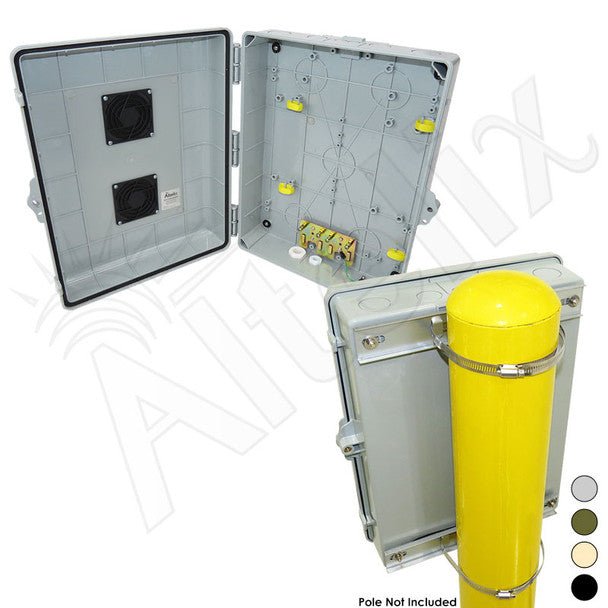 Altelix 17x14x6 PC + ABS Weatherproof Vented Utility Box NEMA Enclosure with Pole Mount Kit - Nema Supply