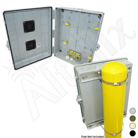 Altelix 17x14x6 PC + ABS Weatherproof Vented Utility Box NEMA Enclosure with Pole Mount Kit - Nema Supply