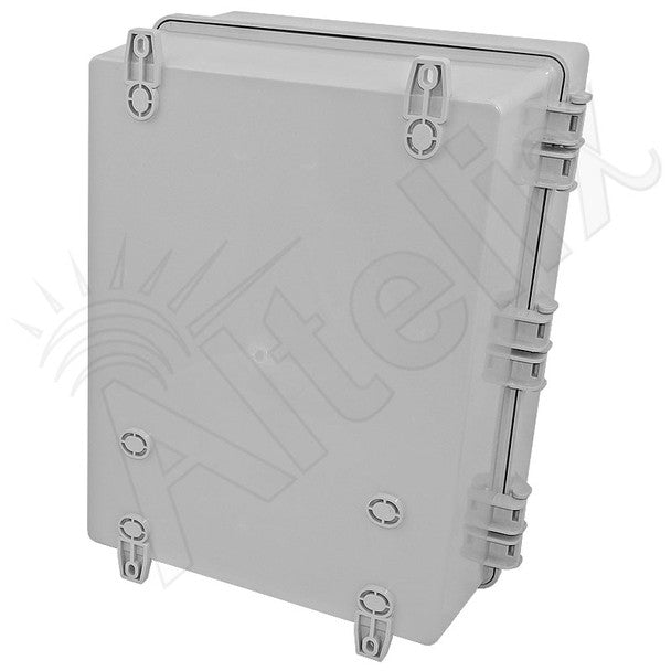 Altelix 17x14x9 Polycarbonate + ABS Vented RF Transparent Outdoor WiFi Enclosure with No - Drill PVC Equipment Mounting Plate, Cooling Fan, 120 VAC Outlets & Power Cord - Nema Supply