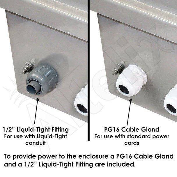 Altelix 20x16x12 Fiberglass Weatherproof NEMA Enclosure with Aluminum Mounting Plate and 120 VAC Outlets - Nema Supply