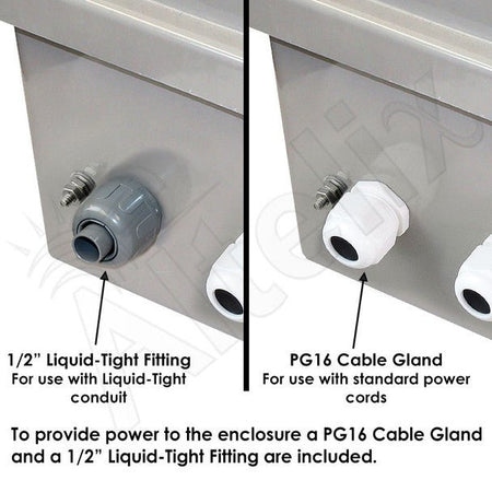Altelix 20x16x12 Fiberglass Weatherproof NEMA Enclosure with Aluminum Mounting Plate and 120 VAC Outlets - Nema Supply