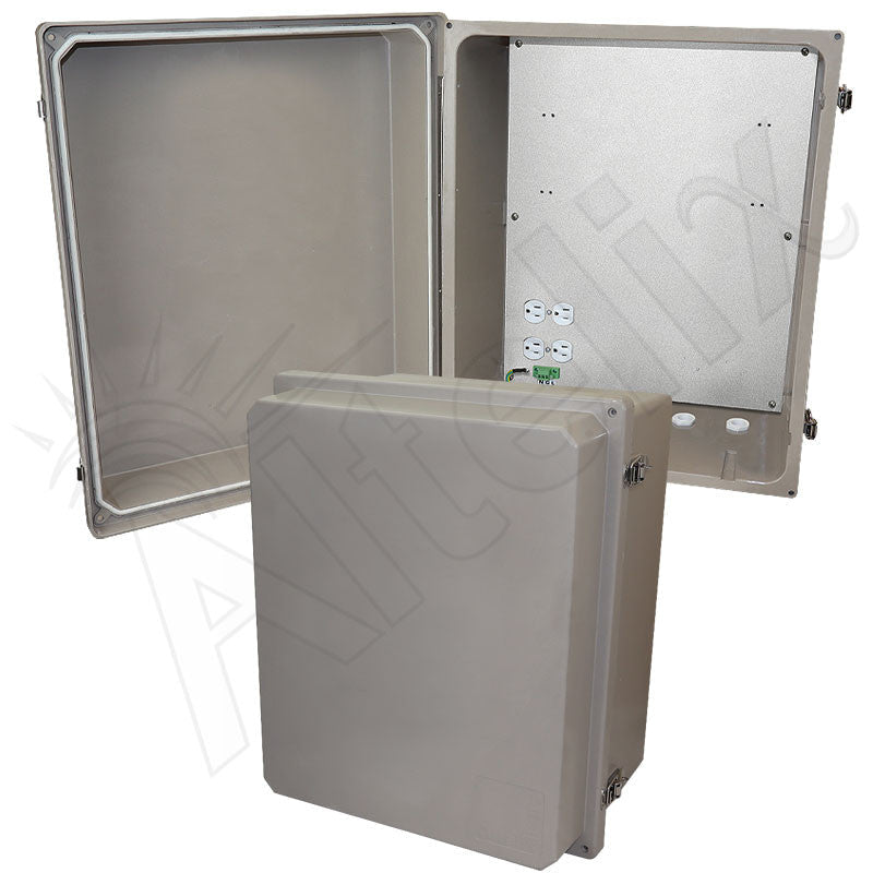 Altelix 20x16x12 Fiberglass Weatherproof NEMA Enclosure with Aluminum Mounting Plate and 120 VAC Outlets - Nema Supply