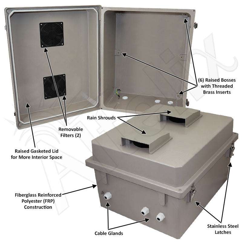 Altelix 20x16x12 Fiberglass Weatherproof Vented NEMA Enclosure - Nema Supply