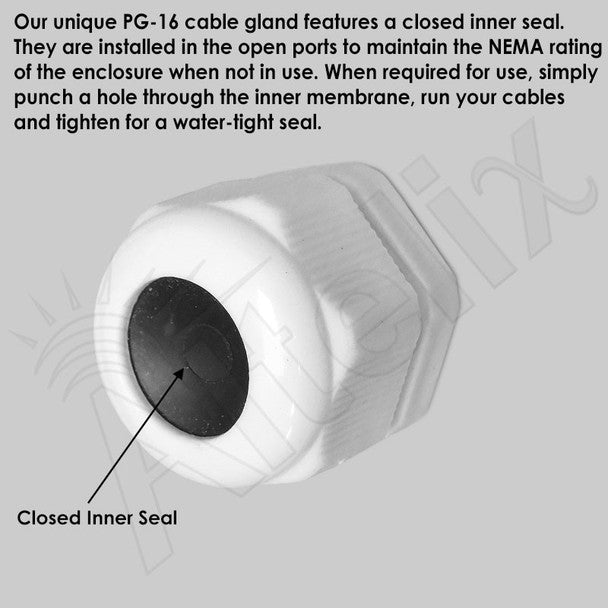 Altelix 20x16x12 Fiberglass Weatherproof Vented NEMA Enclosure with Aluminum Mounting Plate, 120V Outlets & Power Cord - Nema Supply