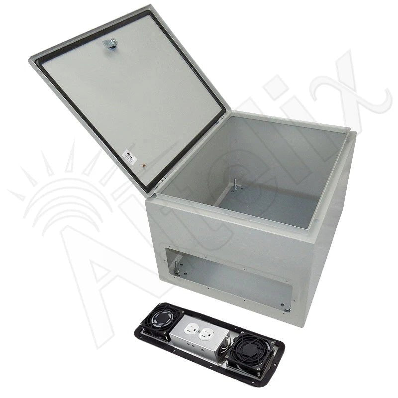 Altelix 20x16x12 Steel Weatherproof NEMA Enclosure with Dual Cooling Fans, 120 VAC Outlets and Power Cord - Nema Supply