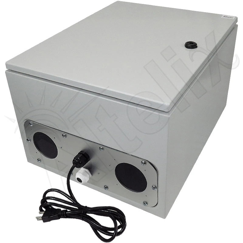 Altelix 20x16x12 Steel Weatherproof NEMA Enclosure with Dual Cooling Fans, 120 VAC Outlets and Power Cord - Nema Supply