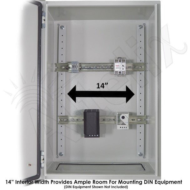 Altelix 24x16x12 Industrial DIN Rail NEMA 4X Steel Weatherproof Enclosure - Nema Supply