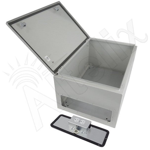 Altelix 24x16x12 NEMA 4X Steel Weatherproof Enclosure with 120 VAC Outlets and Power Cord - Nema Supply
