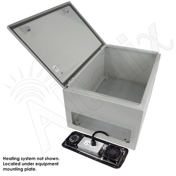 Altelix 24x16x12 Steel Heated Weatherproof NEMA Enclosure with Dual Cooling Fans, 200W Heater, 120 VAC Outlets and Power Cord - Nema Supply