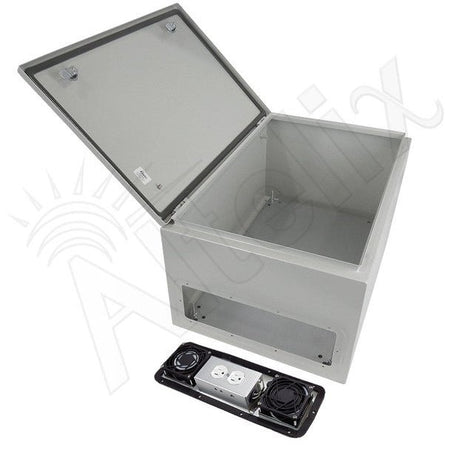 Altelix 24x16x12 Steel Weatherproof NEMA Enclosure with Dual Cooling Fans, 120 VAC Outlets and Power Cord - Nema Supply