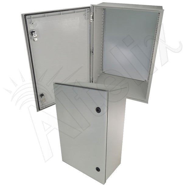 Altelix 24x16x9 NEMA 3X Fiberglass Weatherproof Enclosure with Blank Steel Equipment Mounting Plate - Nema Supply