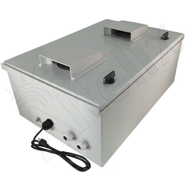 Altelix 24x16x9 Vented Fiberglass Weatherproof NEMA Enclosure with Equipment Mounting Plate, 120 VAC Outlets & Power Cord - Nema Supply