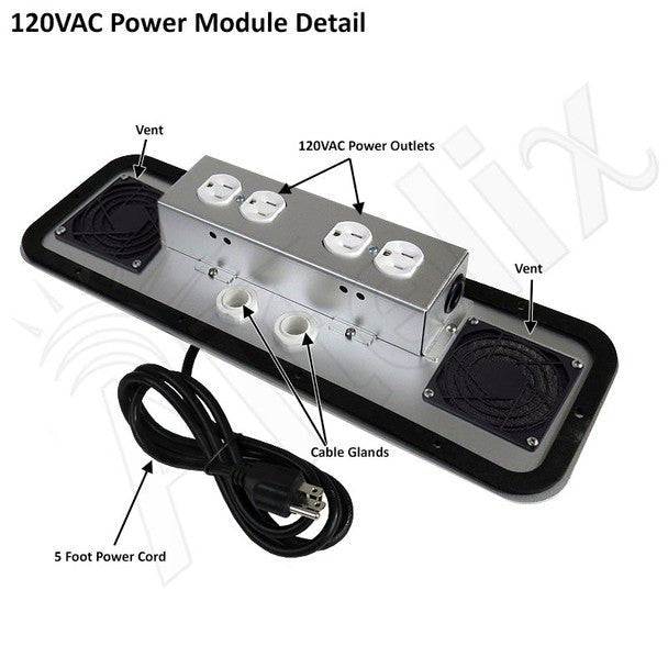Altelix 24x20x12 Vented Steel Weatherproof NEMA Enclosure with Dual 120 VAC Duplex Outlets and Power Cord - Nema Supply