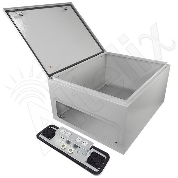 Altelix 24x20x12 Vented Steel Weatherproof NEMA Enclosure with Dual 120 VAC Duplex Outlets and Power Cord - Nema Supply