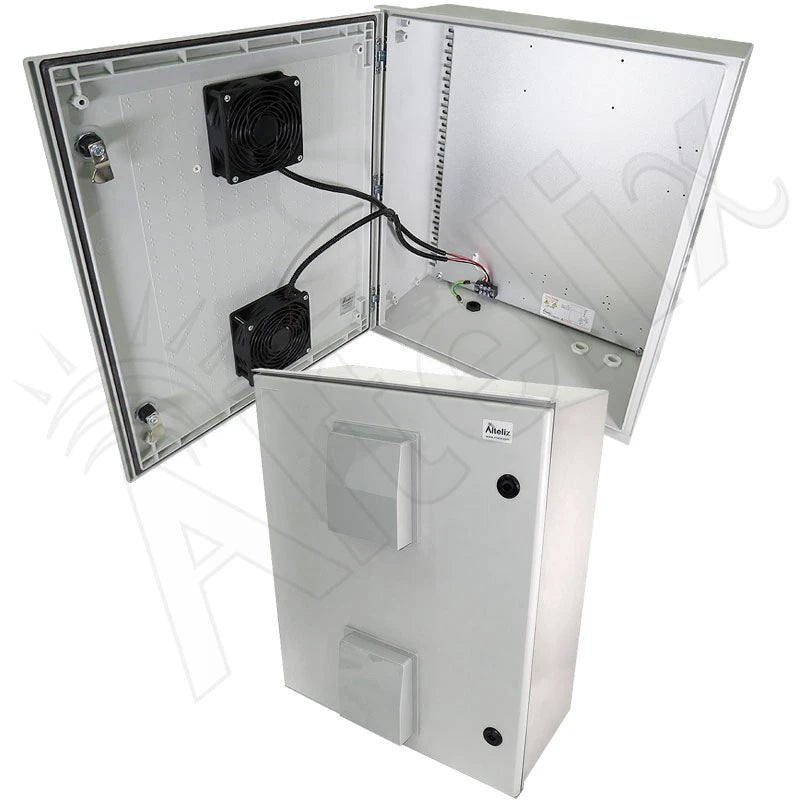 Altelix 24x20x9 Vented Fiberglass Weatherproof NEMA Enclosure with Dual 12 VDC Cooling Fans - Nema Supply