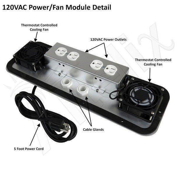 Altelix 24x24x16 19" Wide 6U Rack Stainless Steel Weatherproof NEMA Enclosure with Dual Cooling Fans, 120 VAC Outlets and Power Cord - Nema Supply