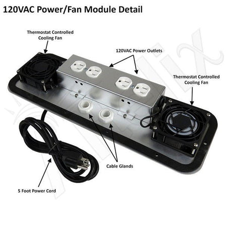 Altelix 24x24x16 19" Wide 6U Rack Stainless Steel Weatherproof NEMA Enclosure with Dual Cooling Fans, 120 VAC Outlets and Power Cord - Nema Supply