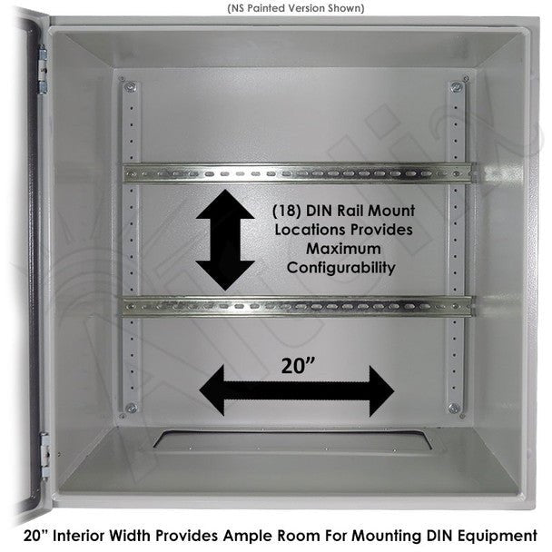 Altelix 24x24x16 Industrial DIN Rail NEMA 4X Stainless Steel Weatherproof Enclosure - Nema Supply