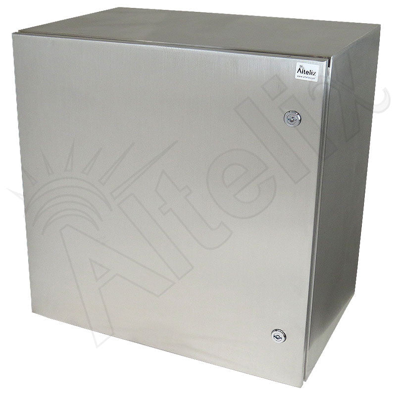 Altelix 24x24x16 Industrial DIN Rail Stainless Steel Weatherproof NEMA Enclosure with Dual Cooling Fans, Single 120 VAC Duplex Outlet and Power Cord - Nema Supply