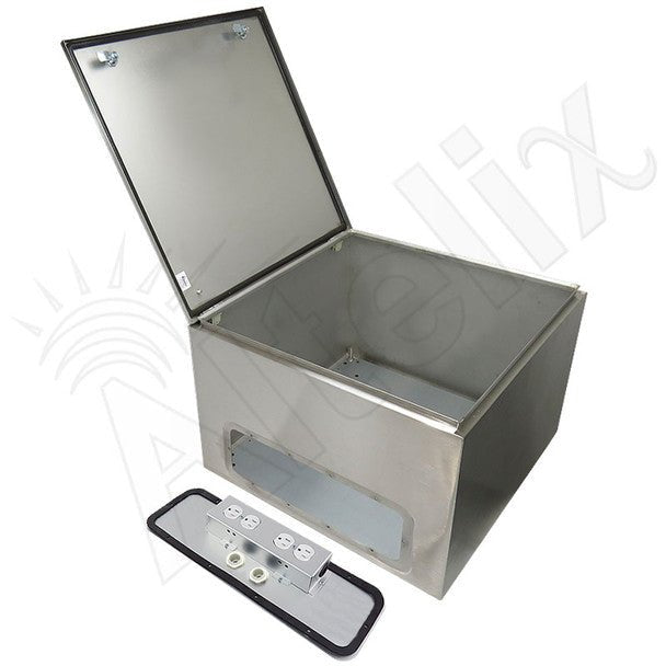 Altelix 24x24x16 NEMA 4X Stainless Steel Weatherproof Enclosure with Dual 120 VAC Duplex Outlets and Power Cord - Nema Supply