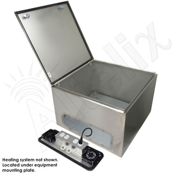 Altelix 24x24x16 Stainless Steel Heated Weatherproof NEMA Enclosure with Dual Cooling Fans, 400W Heater, 120 VAC Outlets and Power Cord - Nema Supply