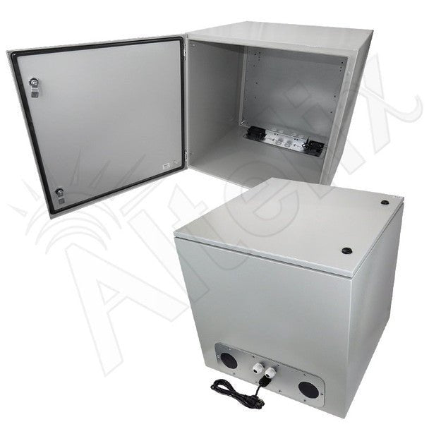 Altelix 24x24x24 Steel Weatherproof NEMA Enclosure with 120 VAC Outlets, Power Cord & 85°F Turn - On Cooling Fans - Nema Supply