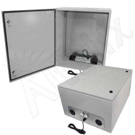 Altelix 28x24x16 Steel Heated Weatherproof NEMA Enclosure with Dual Cooling Fans, 400W Heater, 120 VAC Outlets and Power Cord - Nema Supply
