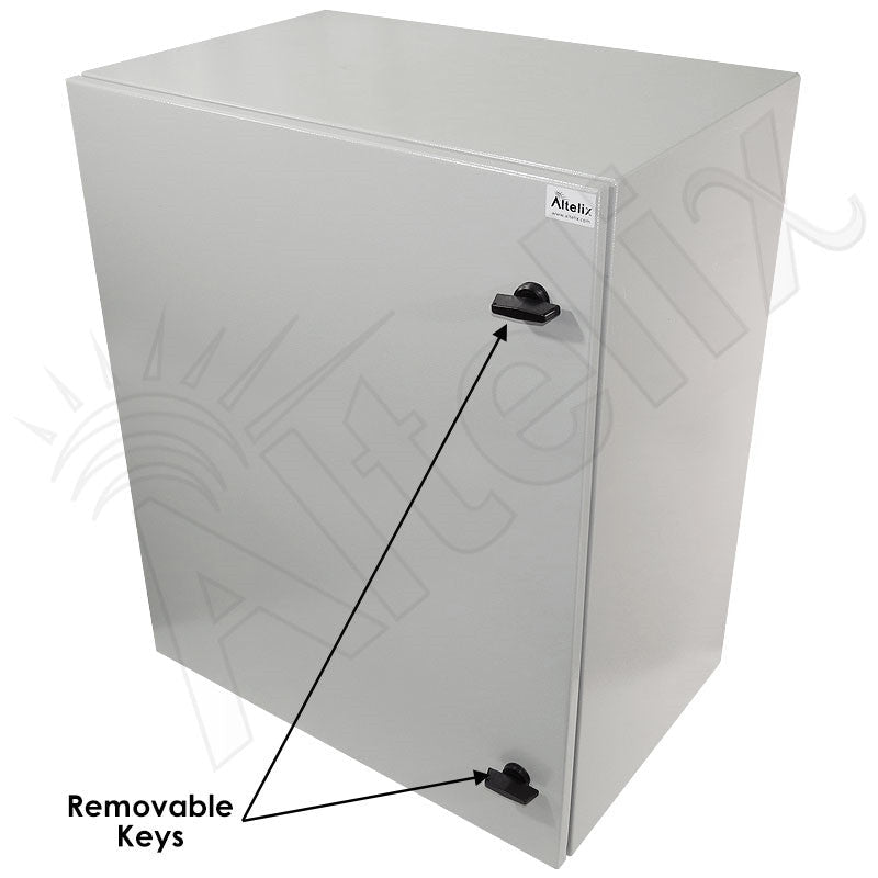 Altelix 28x24x16 Steel Heated Weatherproof NEMA Enclosure with Dual Cooling Fans, 400W Heater, 120 VAC Outlets and Power Cord - Nema Supply