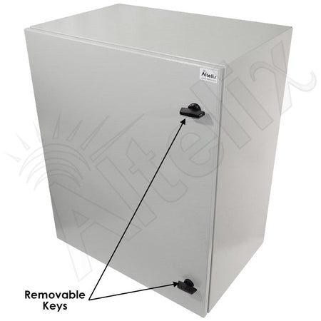 Altelix 28x24x16 Steel Heated Weatherproof NEMA Enclosure with Dual Cooling Fans, 400W Heater, 120 VAC Outlets and Power Cord - Nema Supply