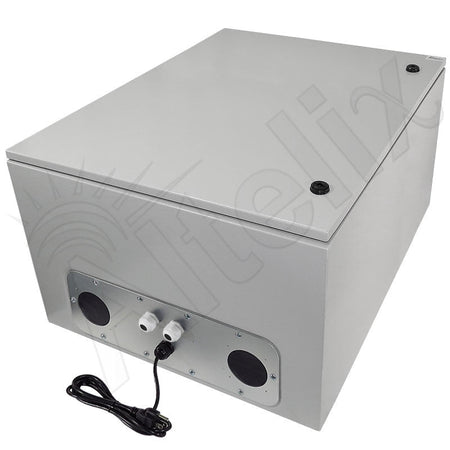 Altelix 28x24x16 Steel Heated Weatherproof NEMA Enclosure with Dual Cooling Fans, 400W Heater, 120 VAC Outlets and Power Cord - Nema Supply