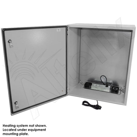 Altelix 28x24x16 Steel Heated Weatherproof NEMA Enclosure with Dual Cooling Fans, 400W Heater, 120 VAC Outlets and Power Cord - Nema Supply