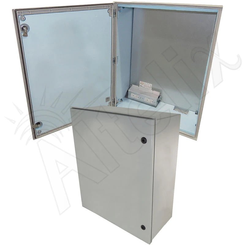 Altelix 32x24x12 Insulated NEMA 4X Fiberglass Heated Weatherproof Enclosure with Equipment Mounting Plate, 400W Heater & 120 VAC Outlets - Nema Supply