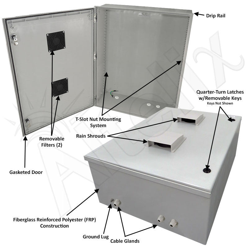 Altelix 32x24x12 Vented Fiberglass Weatherproof NEMA Enclosure - Nema Supply